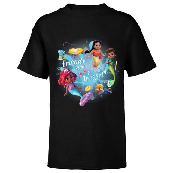 Disney Junior’s Ariel Mermaid Friends are a Treasure - Short Sleeve T-Shirt for Kids - Customized-Black