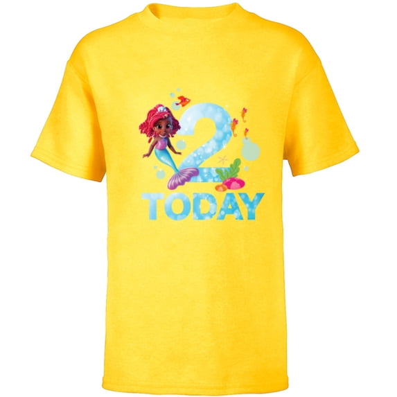 Disney Junior’s Ariel Second Birthday 2 Years Old Today - Short Sleeve T-Shirt for Kids - Customized-Yellow