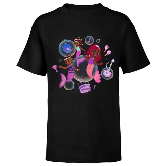 Disney Junior’s Ariel with Ayanna & Alanna Undersea Sisters - Short Sleeve T-Shirt for Kids - Customized-Black