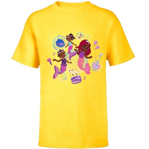 Disney Junior’s Ariel with Ayanna & Alanna Undersea Sisters - Short Sleeve T-Shirt for Kids - Customized-Yellow