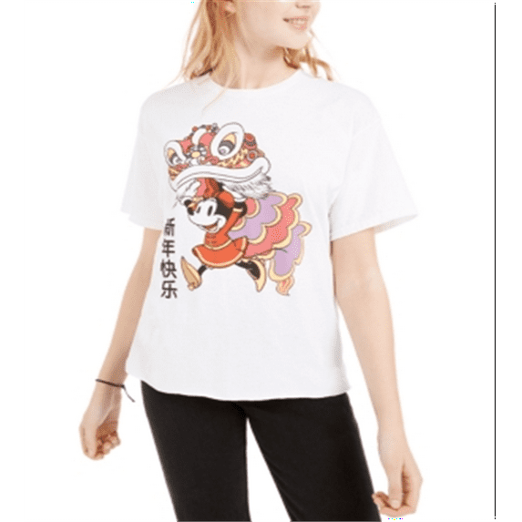 Disney Junior's Graphic Print Cotton T-Shirt White Size Large
