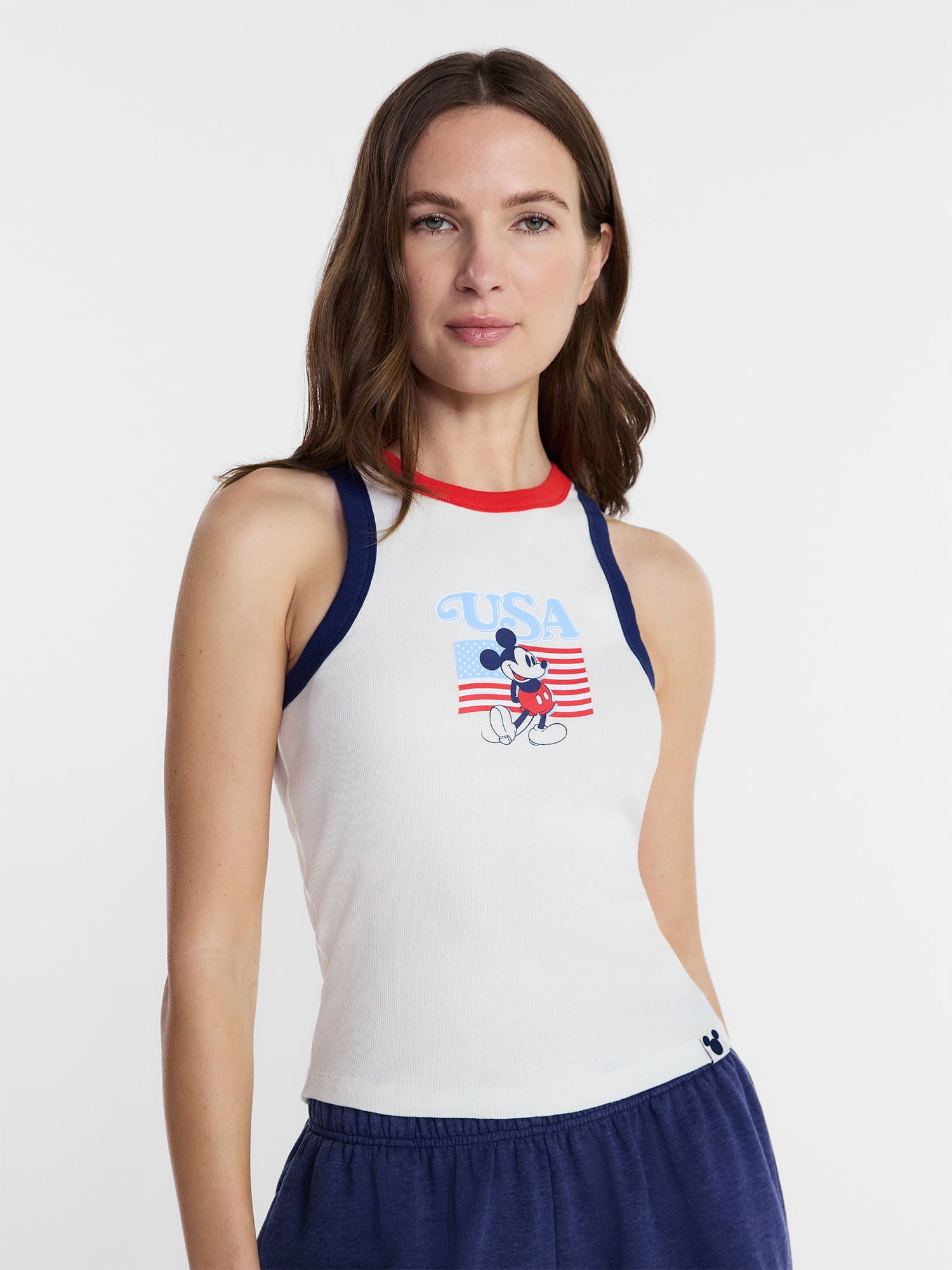 Disney Women's Mickey USA Flag Graphic Tank Top, Sizes XXS-XXL