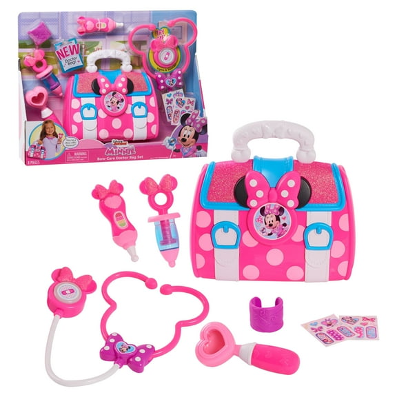 Disney Juniors Minnie Mouse Bow-Care Doctor Bag Set, Dress Up and Pretend Play, Kids Toys for Ages 3 Up, Gifts and Presents