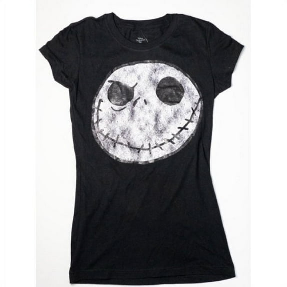 Disney Junior's Tim Burton's Nightmare Before Christmas Jack Skellington Face T-Shirt, Black, Gal's Medium