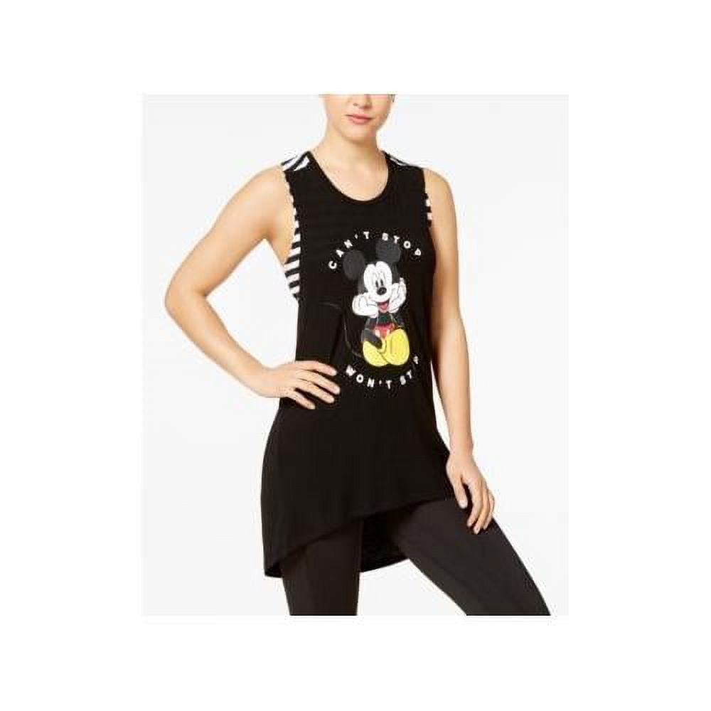 Disney Juniors' Mickey Mouse HighLow Graphic Tank with Sports Bra by Hybrid Black XS