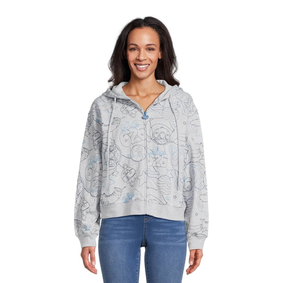 Disney Juniors’ Stitch Graphic Print Hoodie with Embroidery, Sizes XS-XXXL