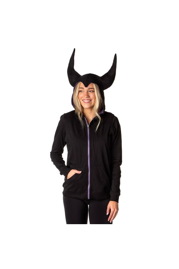 Disney Juniors' Villains Maleficent Costume Hoodie Zipper Pocket Jacket