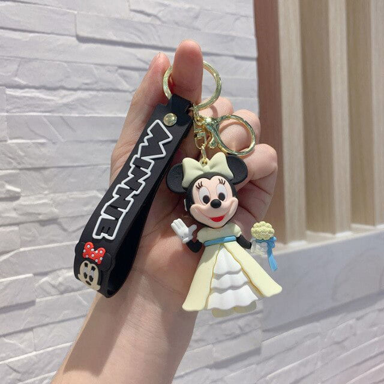 Disney Figure Mickey Minnie Couple Keychain Kawaii Wedding Dress Up Doll  Pendent Keyring Bag Ornament Jewelry