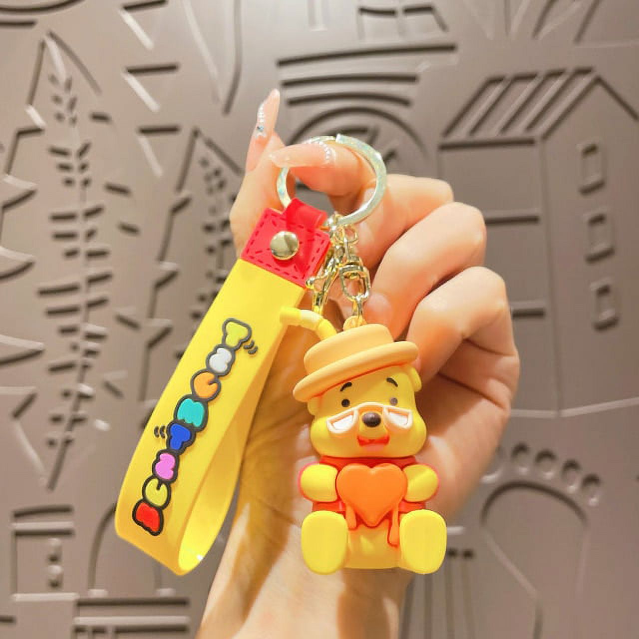 Disney Keychain Cute Cartoon Doll Pooh Bear Keyring Bag Pendant Car Key