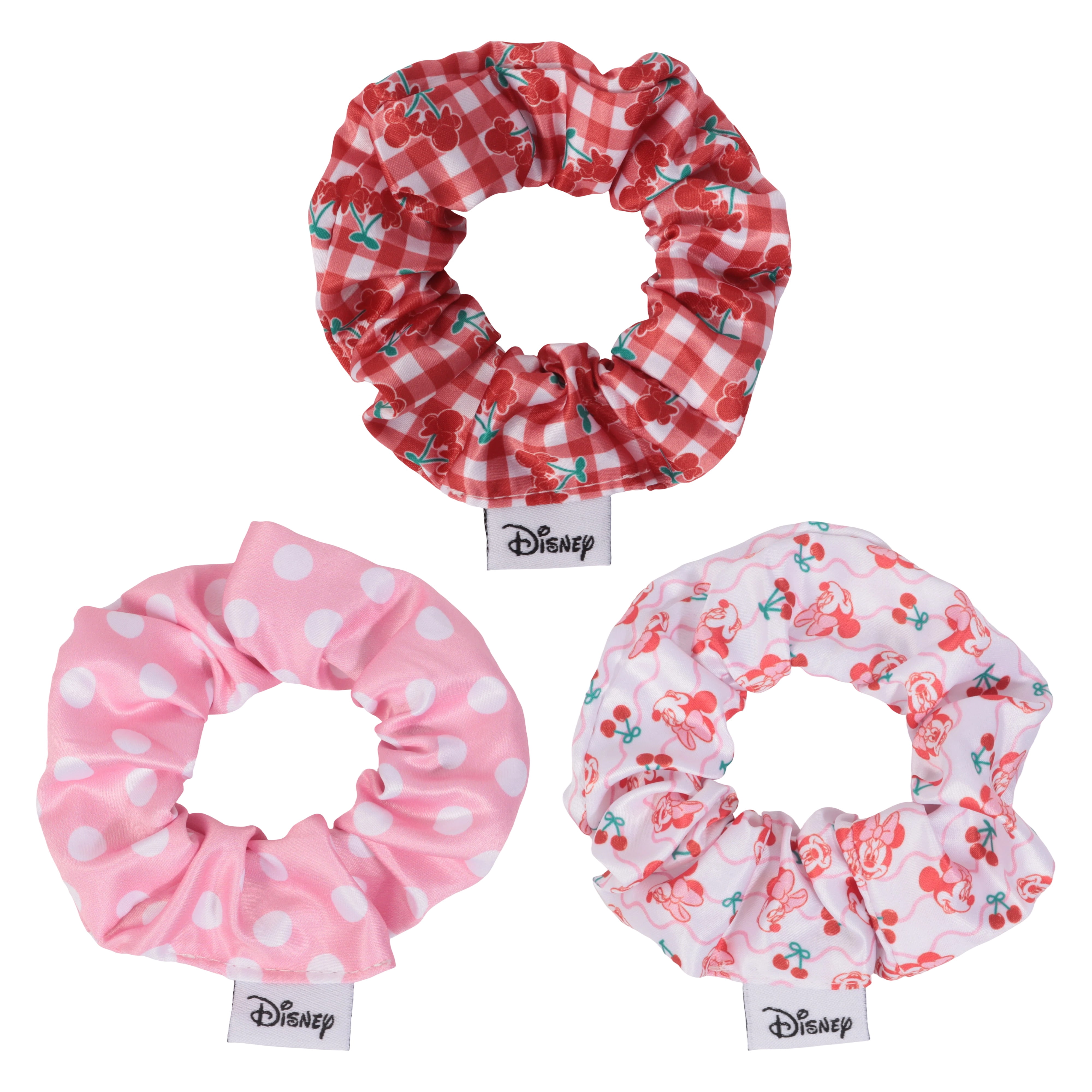 Disney Minnie Mouse Girls Scrunchies 3 Pack Hair Ties Back to School Gift