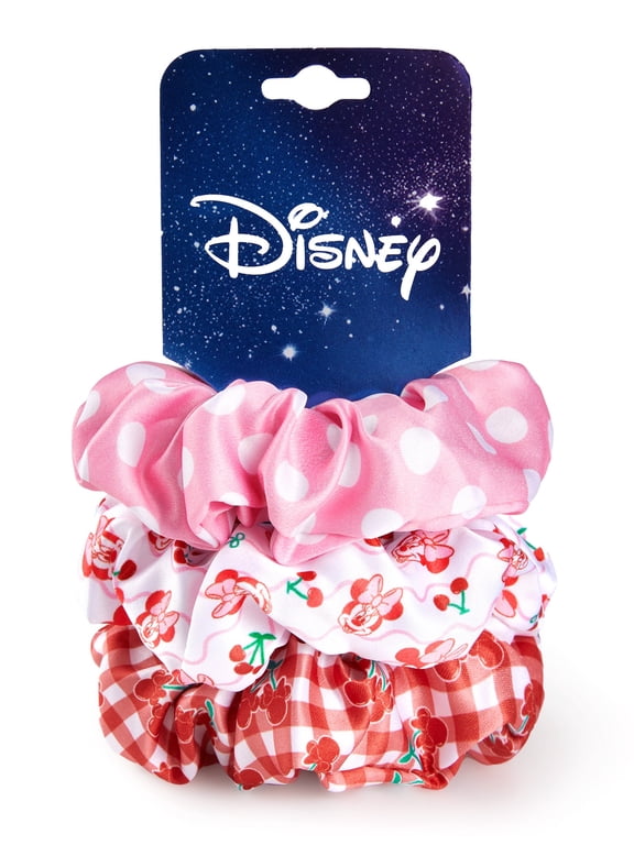 Minnie Mouse 3 Pack Satin Hair Scrunchies for Girls Toddlers Kids, Soft Elastic Hair Ties, Ponytail Holders Hair Accessories, Birthday Holiday Gift
