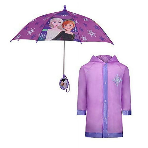 Disney Kids Umbrella and Slicker, Frozen Toddler Girl Rain Wear Set, for Ages 6-7