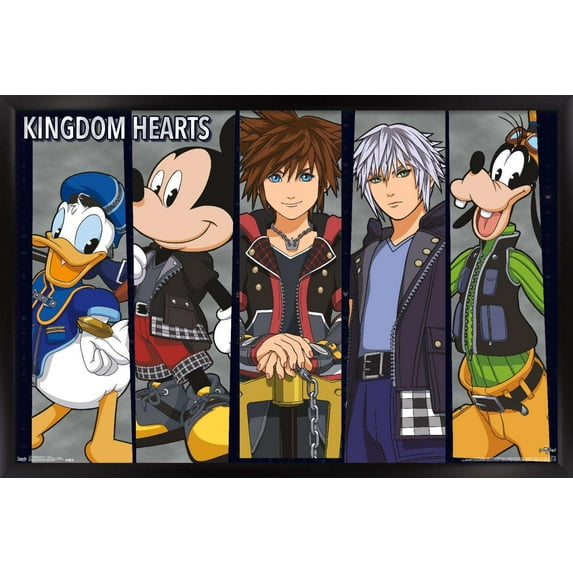 Disney Kingdom Hearts 3 - Group Wall Poster, 14.725" x 22.375", Framed