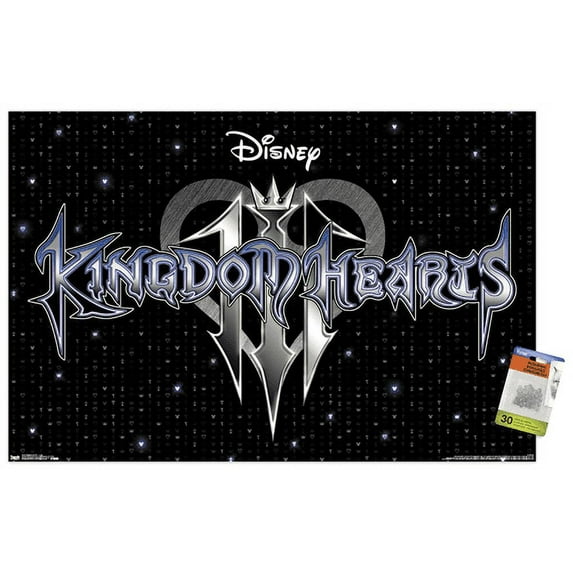 Disney Kingdom Hearts 3 - Logo Wall Poster with Push Pins, 22.375" x 34"