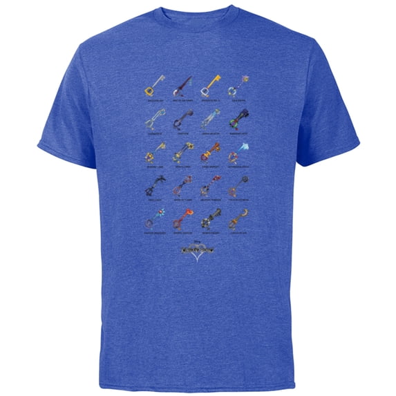 Disney Kingdom Hearts Keyblades with Names - Short Sleeve Cotton T-Shirt for Adults -Customized-Royal Heather