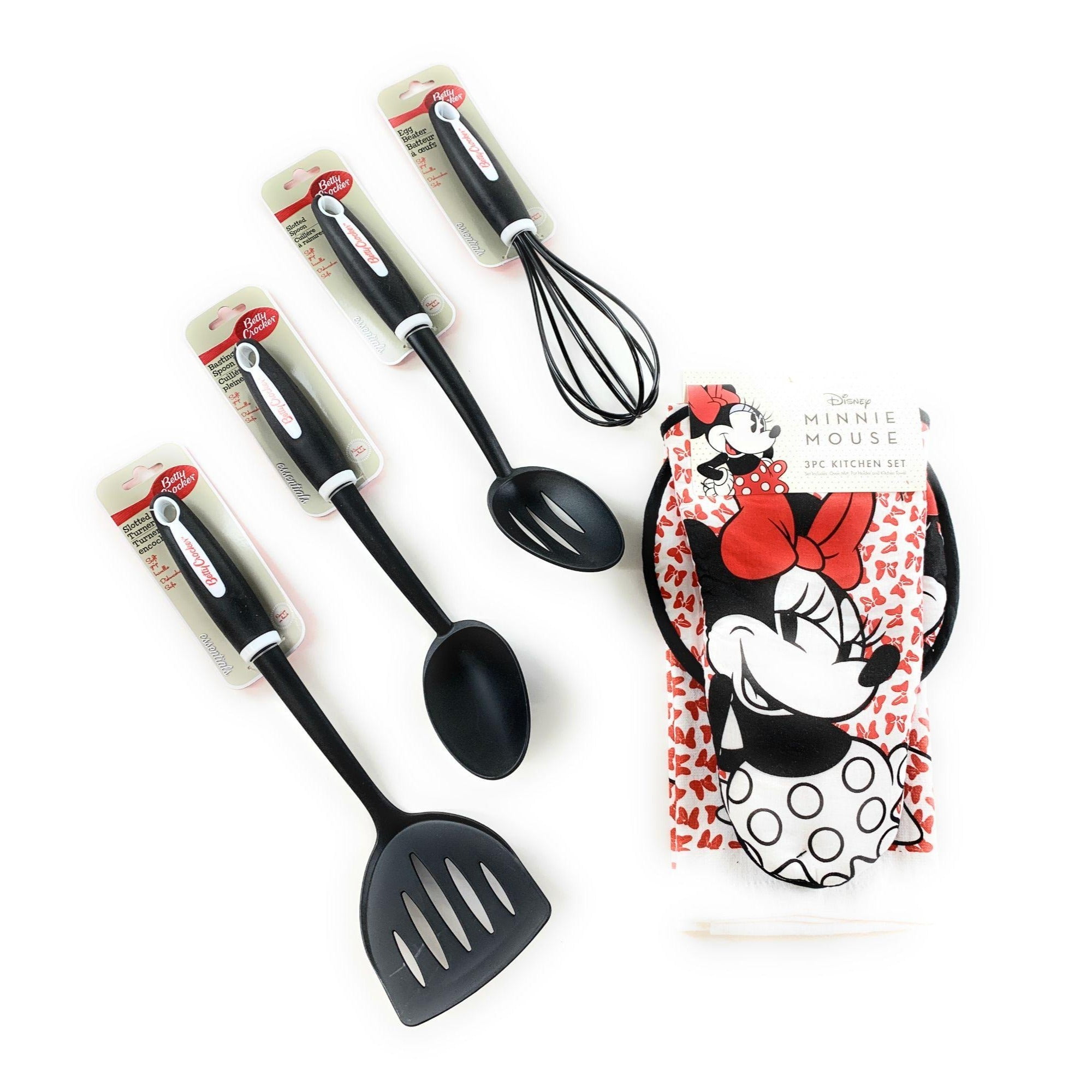 Disney Kitchen Gift Set Oven Mitts Utensils Minnie Mouse Cook Mom 7 Piece  NEW