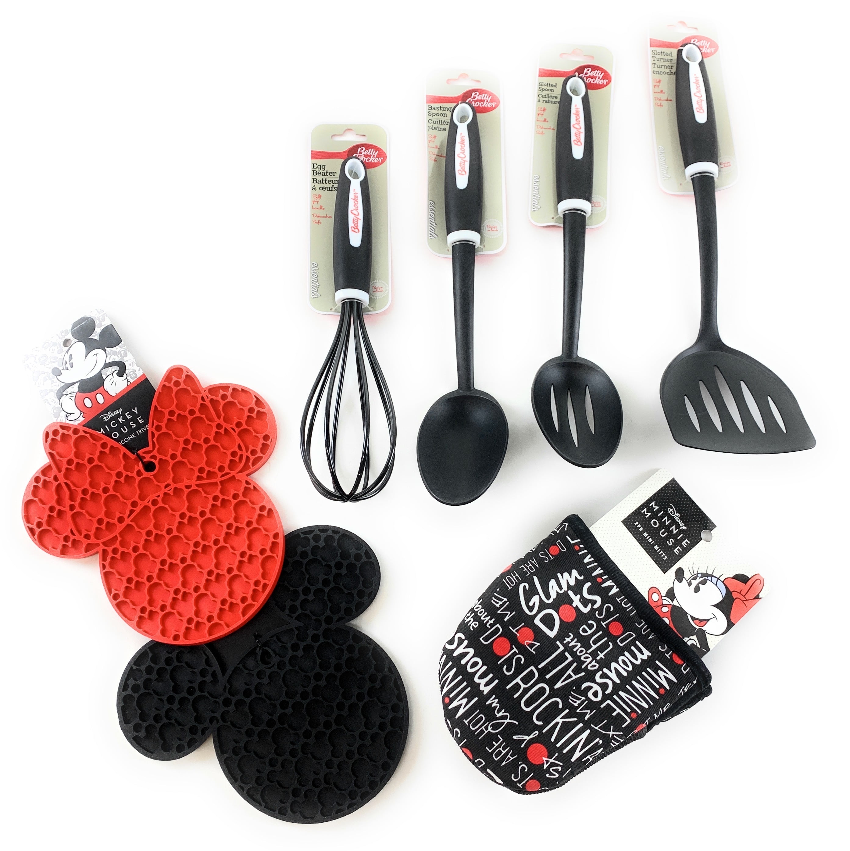 Disney Kitchen Gift Set! Oven Mitts + Silicon Trivets + Cooking Tools!  Mickey & Minnie Mouse Set with Gift Box! 