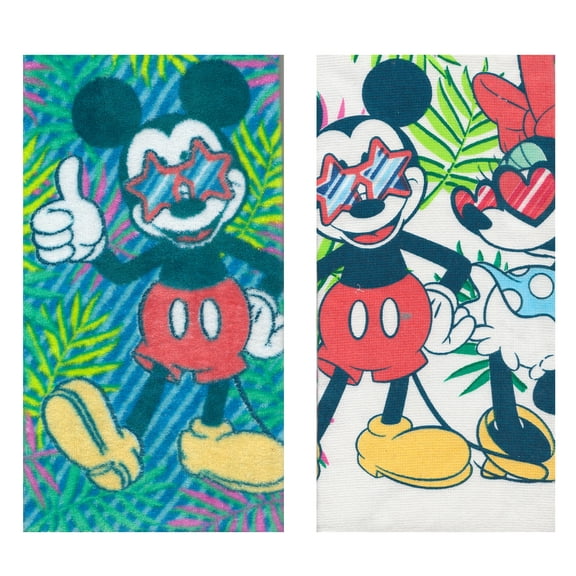 Disney Kitchen Towels 2-Pack, Mickey Palm Design, Cotton Terry 15 x 26 inch