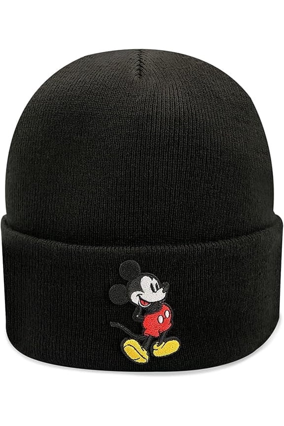 Knit Beanie Winter Hat for Men Mickey Mouse - Black Beanie