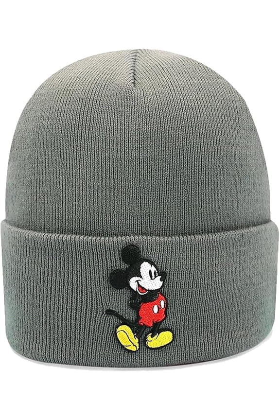 Knit Beanie Winter Hat for Men Mickey Mouse - Grey Beanie