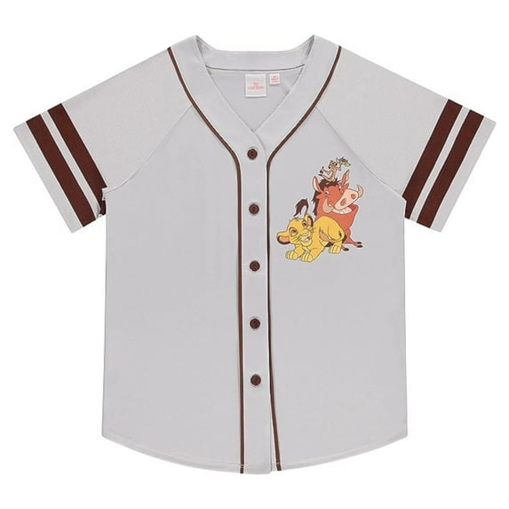 Disney Women's Lion King Baseball Jersey, Classic Button Down Baseball Shirt Heather – 2XL