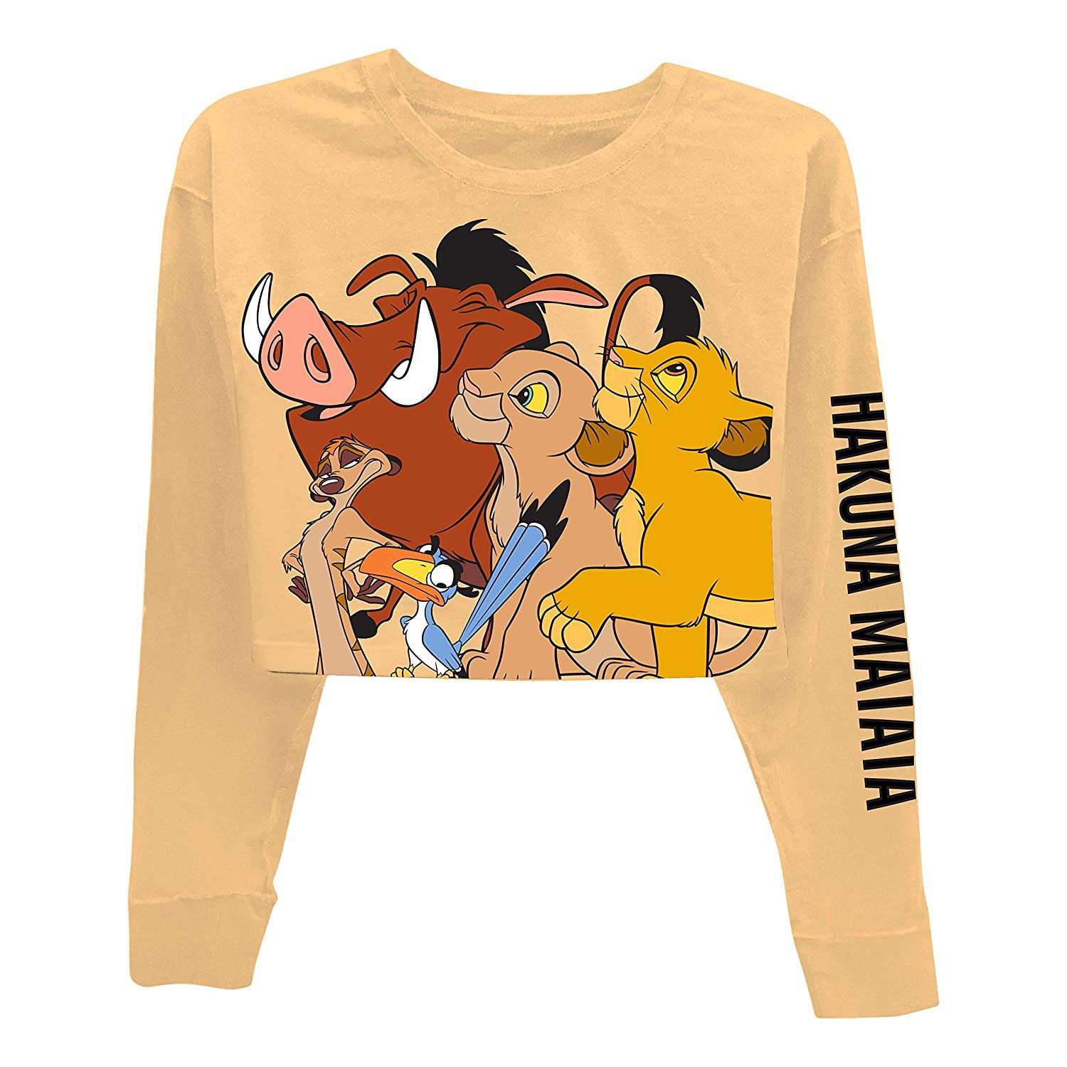 Disney Ladies Lion King Fashion Sweatshirt - Ladies Classic Hakuna Matata  Clothing Lion King Crop Hoody