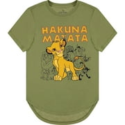 Disney Ladies Lion King Shirt, Classic Hakuna Matata Simba Curved Hem Tee Olive - M