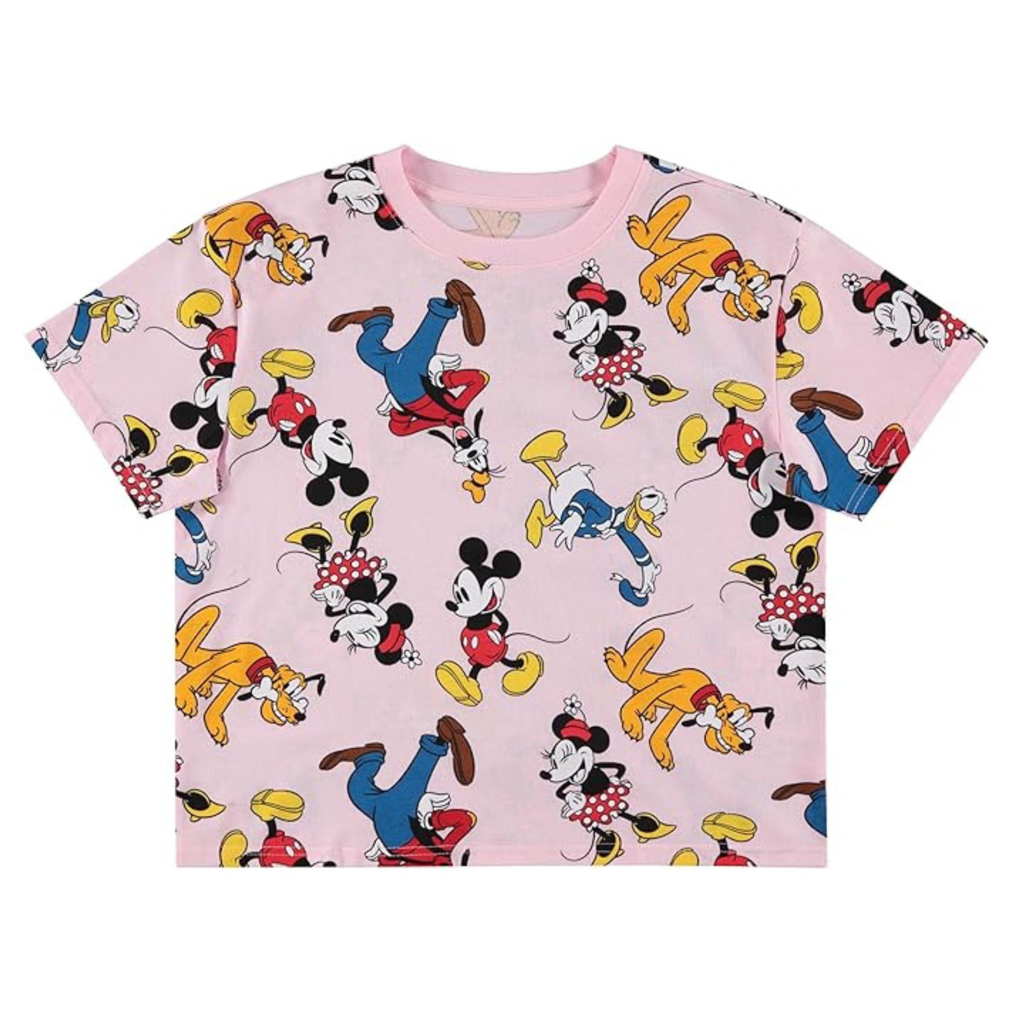 Mickey Pink Printed Loose Fit Shirt