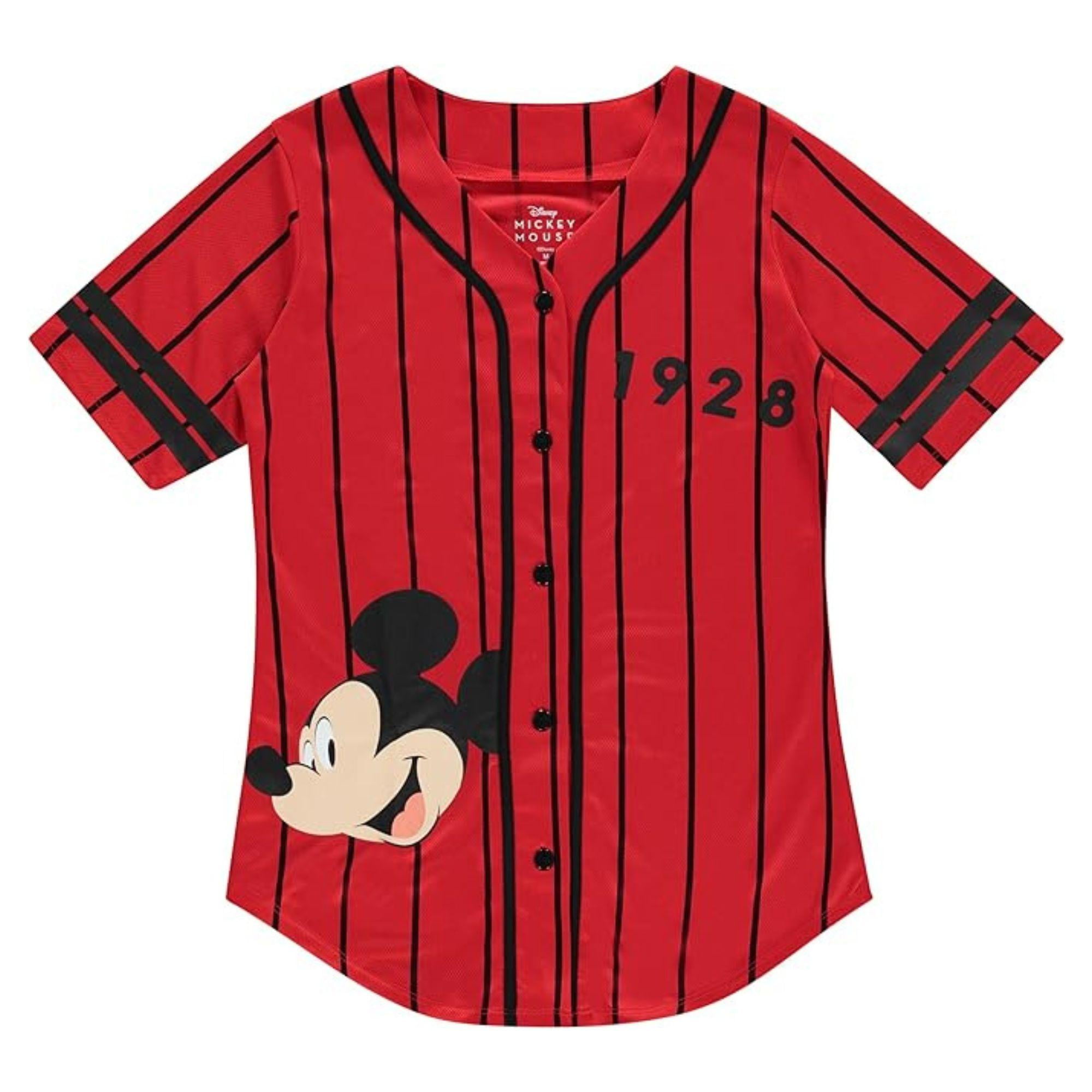Disney Ladies Mickey Mouse Baseball Jersey, Classic Baseball Shirt Red ...