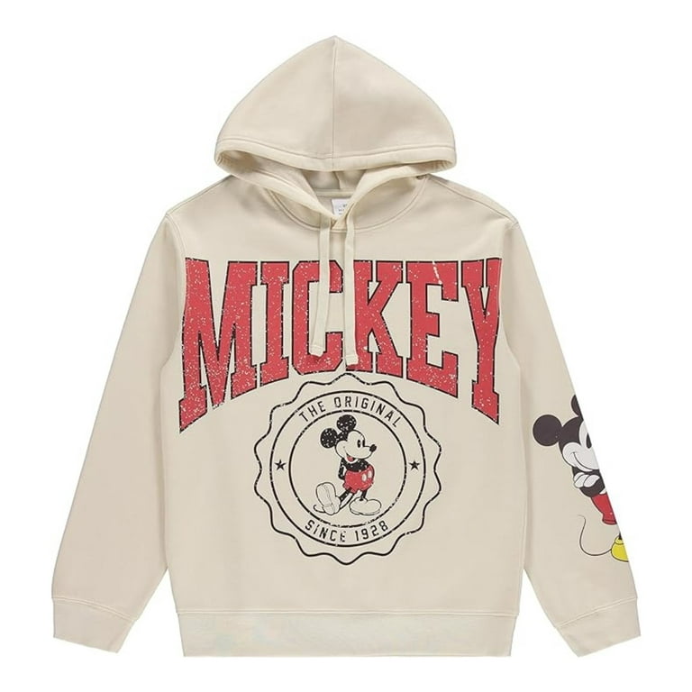 Disney Ladies Mickey Mouse Fashion Hoodie, Classic Oversized Printed  Sweatshirt Cream - XL