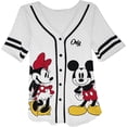 thumbnail image 1 of Disney Ladies Mickey Mouse Baseball Jersey, Classic Printed Mickey Baseball Shirt White – L, 1 of 2