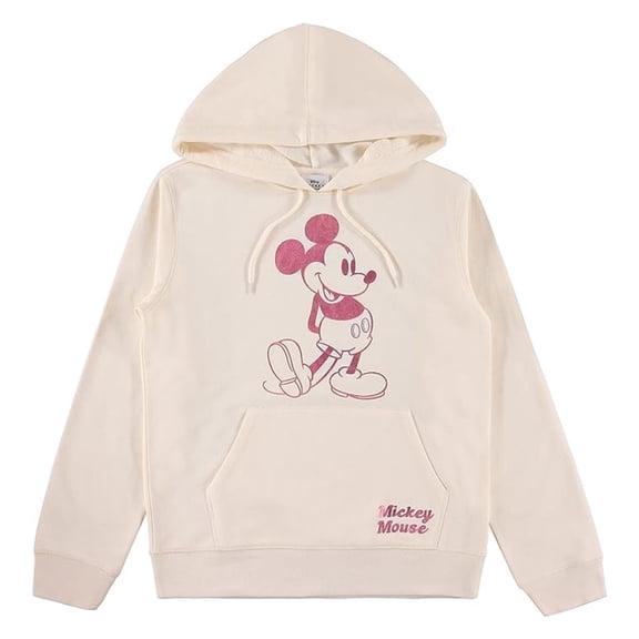 Disney Women's Mickey Mouse Hoodie, Classic Cartoon Disney Sweatshirt Ivory Foil - 2XL