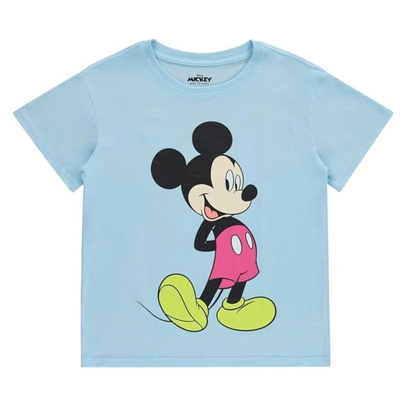 Disney Women's Mickey Mouse Shirt, Graphic Cartoon Casual Mickey T-shirt Blue - M