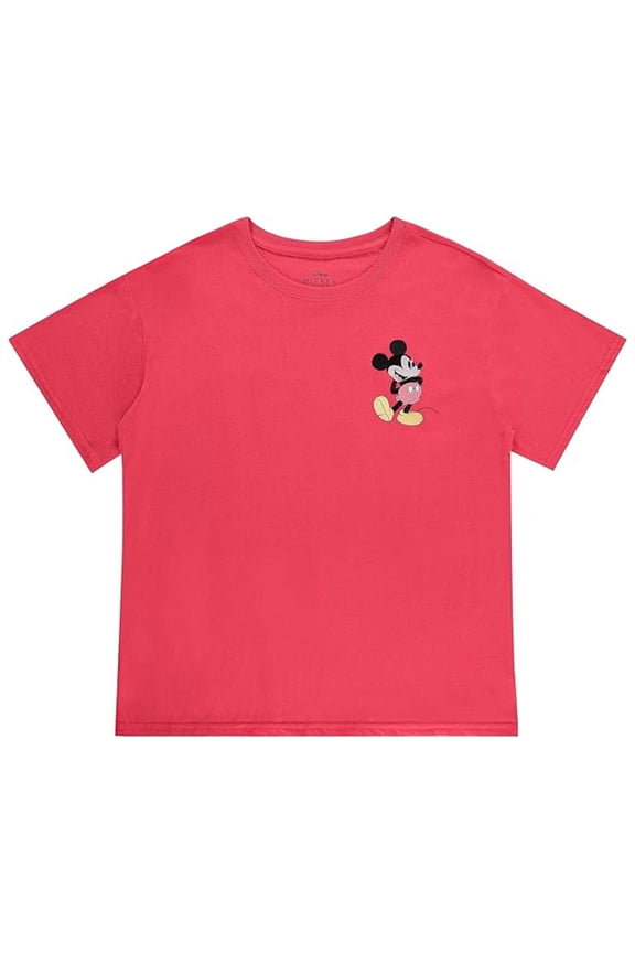 Women's Mickey Mouse Shirt, Graphic Embroidered Cartoon Mickey T-shirt Red – L