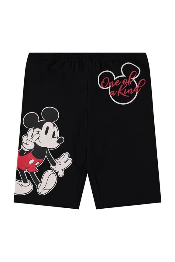 Women's Mickey Mouse Shorts, Graphic Print Spandex Biker Shorts Black - M