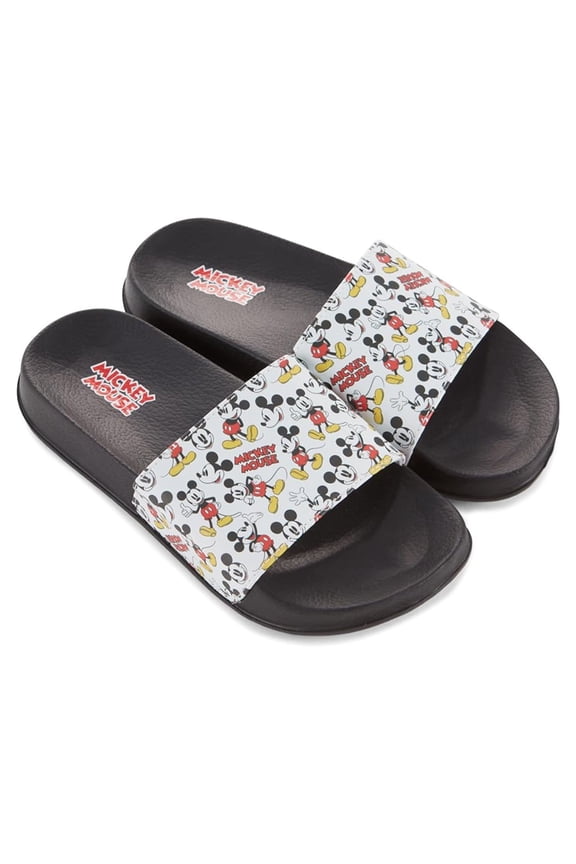 Women's Mickey Mouse Slides, Printed Slip-on Mickey Slippers Sandals Black White - 7