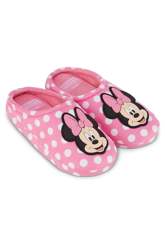 Women's Minnie Mouse Slippers, Printed Slip-on Soft Indoor Slippers Pink – 11/12