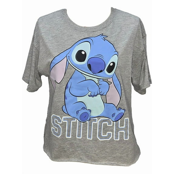 Disney Stitch Junior Ladies Gray Crop Top, S-XL