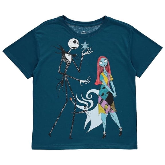 Disney Women's The Nightmare Before Christmas Shirt, Graphic Print Jack Skellington T-shirt Dark Blue – M