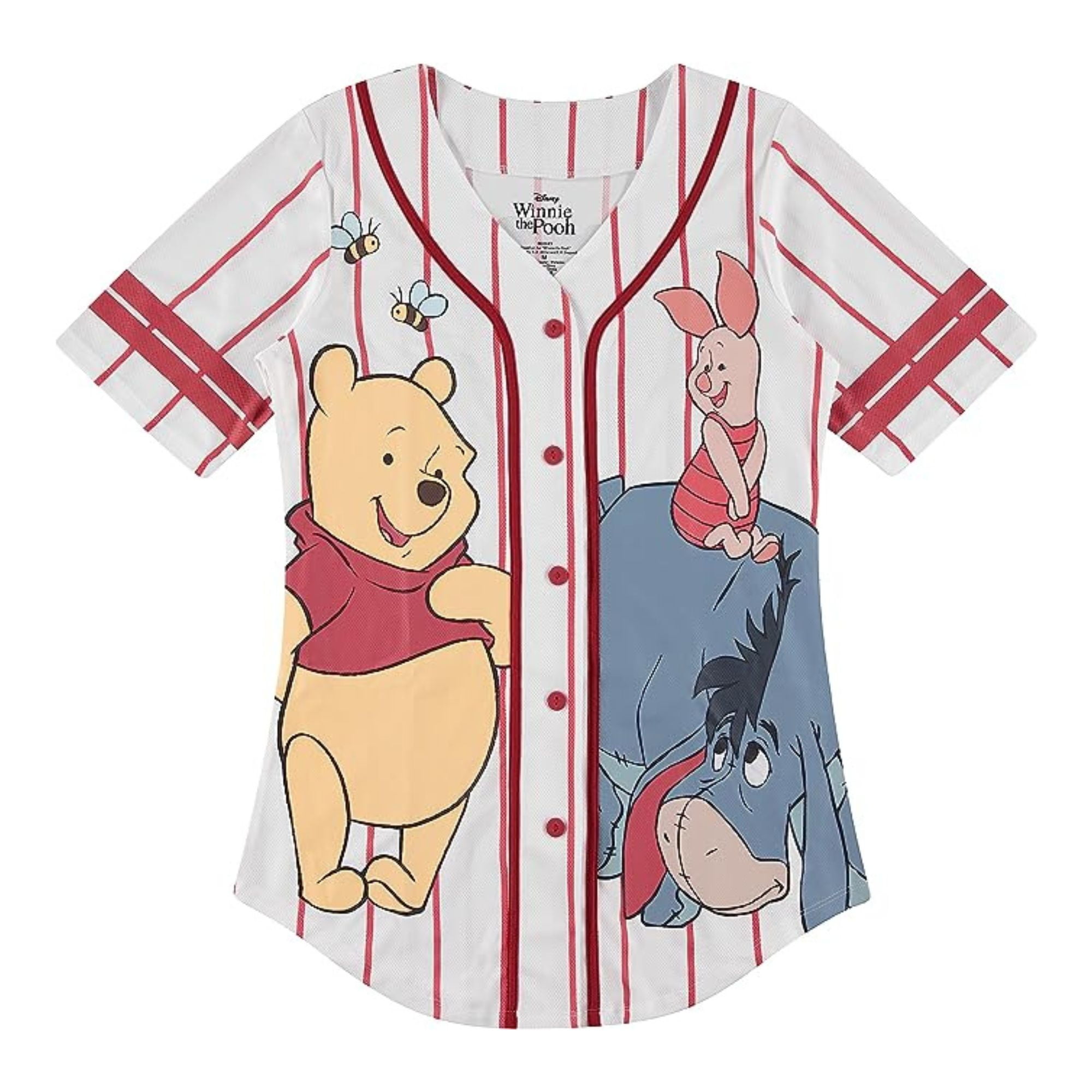 Disney Ladies Winnie The Pooh Baseball Jersey Shirt, Vintage Jersey