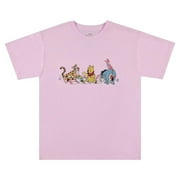 Disney Ladies Winnie The Pooh Shirt, Embroidered Pooh & Friends T-Shirt Orchid Rose - XL