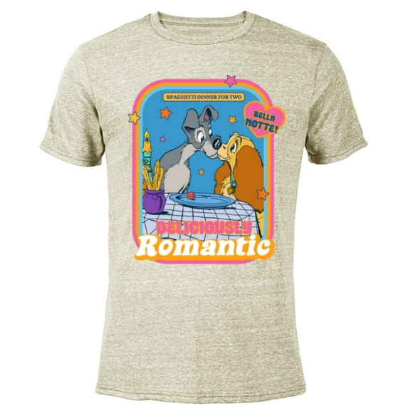 Disney Lady and The Tramp Deliciously Romantic - Short Sleeve Blended T-Shirt for Adults - Customized-Yellow