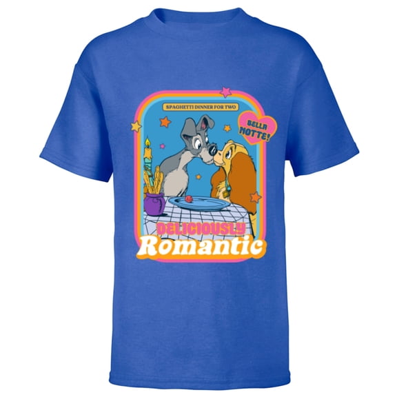 Disney Lady and The Tramp Deliciously Romantic - Short Sleeve T-Shirt for Kids - Customized-Royal