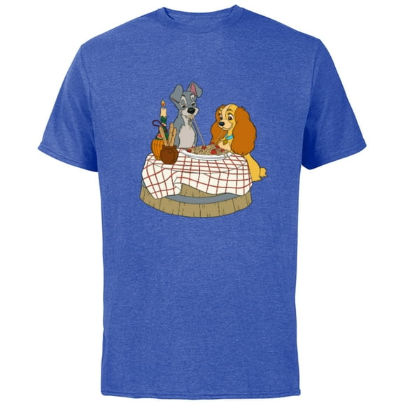Disney Lady and Tramp Bella Notte Spaghetti - Short Sleeve Cotton T-Shirt for Adults -Customized-Royal Heather