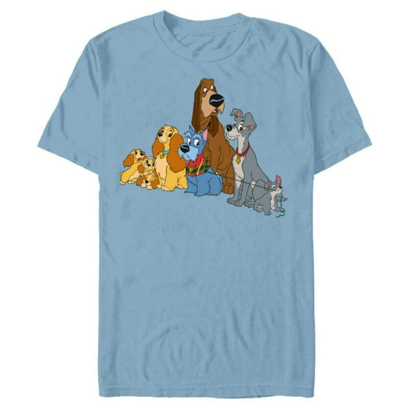 Disney Lady and the Tramp Dogs - Short Sleeve Blended T-Shirt for Adults -Customized-Ocean Blue