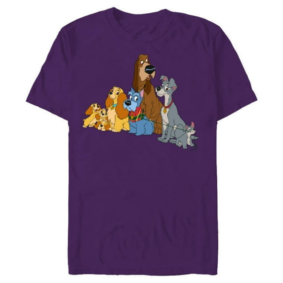 Disney Lady and the Tramp Dogs - Short Sleeve Blended T-Shirt for Adults -Customized-Purple