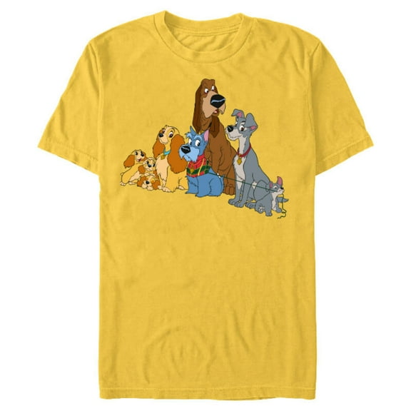 Disney Lady and the Tramp Dogs - Short Sleeve Blended T-Shirt for Adults -Customized-Yellow