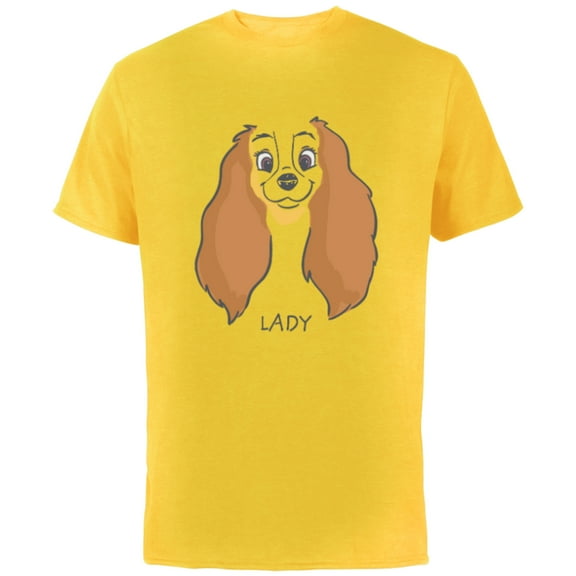 Disney Lady and the Tramp Lady Face Sketch Costume - Short Sleeve Cotton T-Shirt for Adults -Customized-Yellow