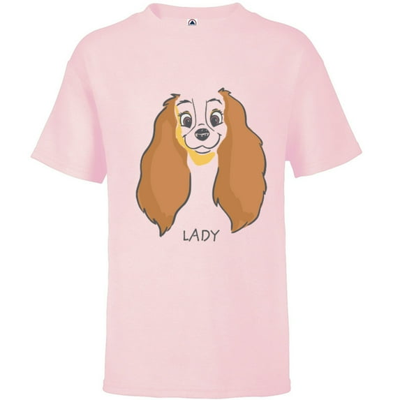 Disney Lady and the Tramp Lady Face Sketch Costume - Short Sleeve T-Shirt for Kids -Customized-Soft Pink