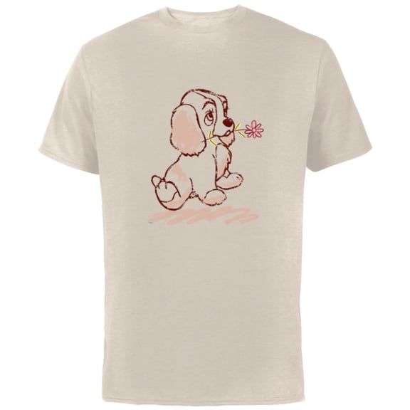 Disney Lady and the Tramp Lady Puppy Sketch - Short Sleeve Cotton T-Shirt for Adults -Customized-Natural